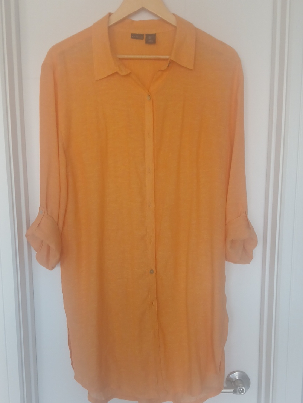 Tahari Peach Button-Front Shirt Dress